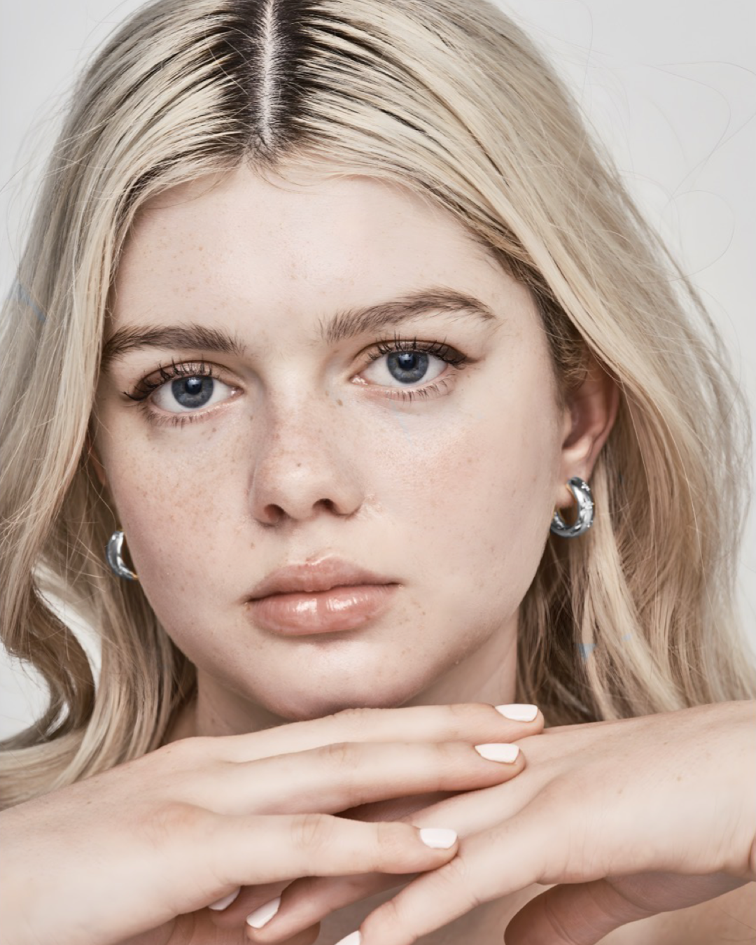 Luminous Star Studded Hoop Earrings Silver