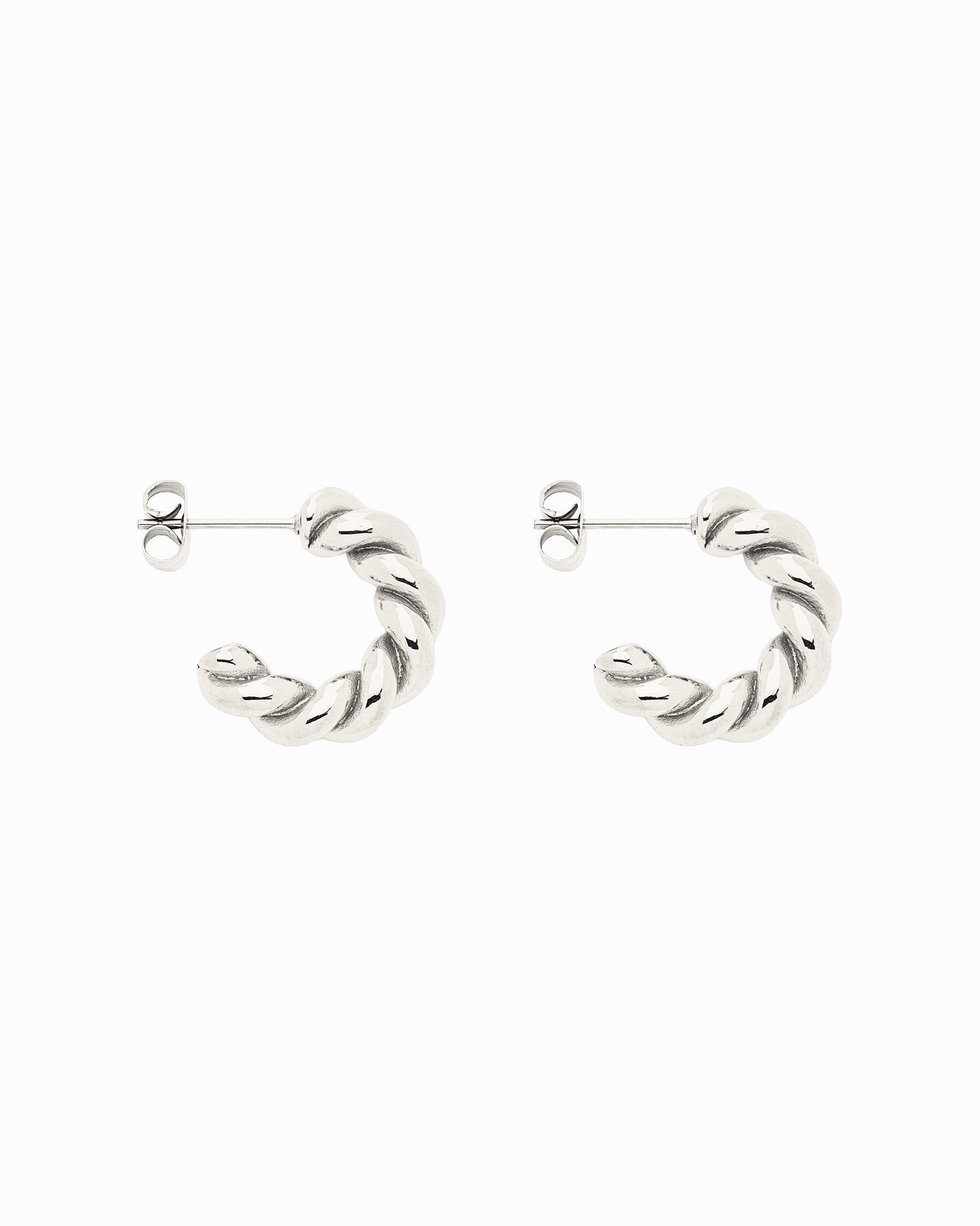 Mini Twist Hoop Earrings Silver