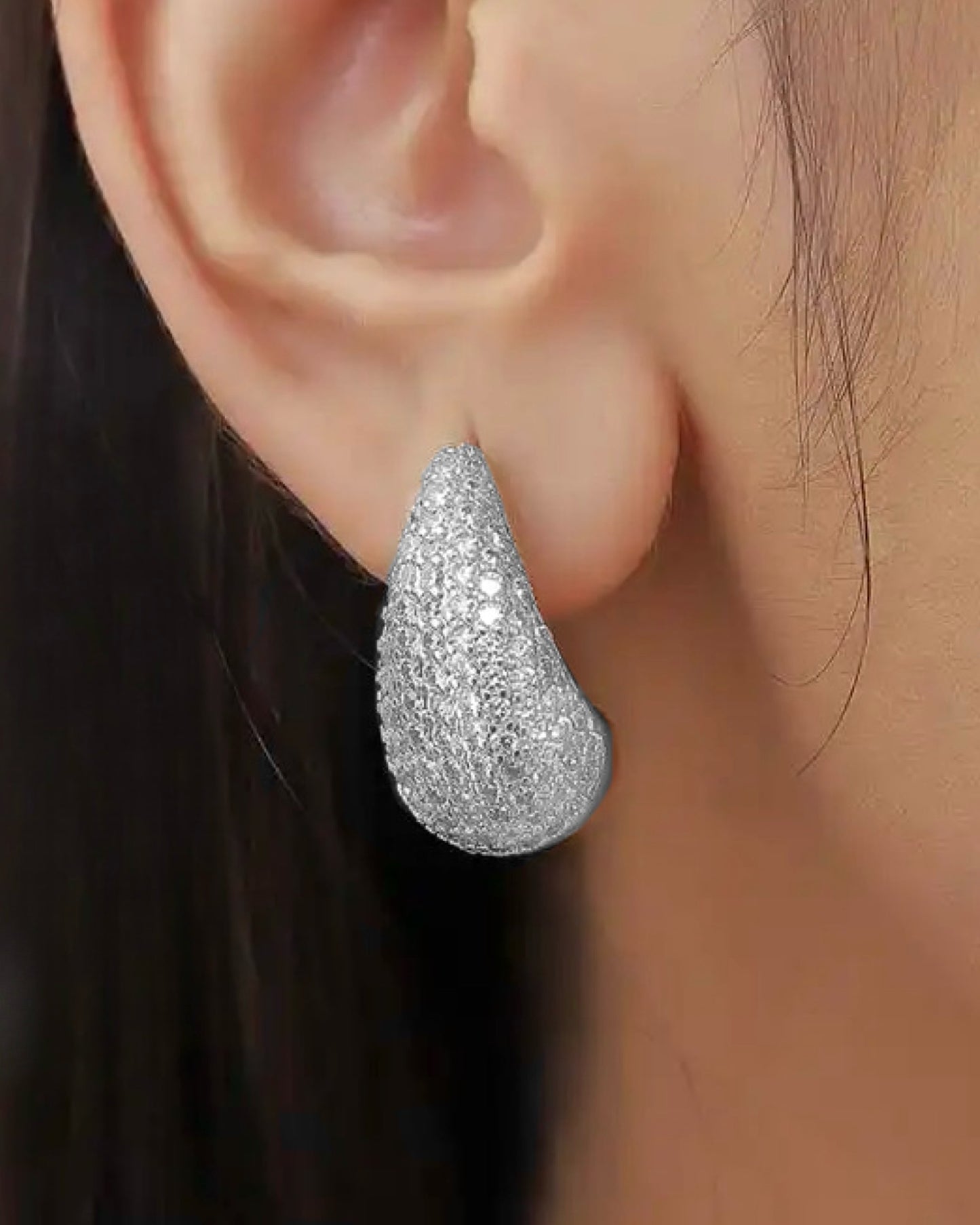 Luminous Drop Earrings Silver