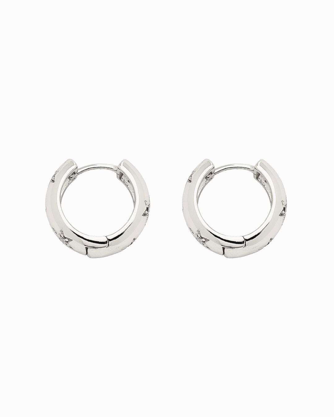 Luminous Star Studded Hoop Earrings Silver