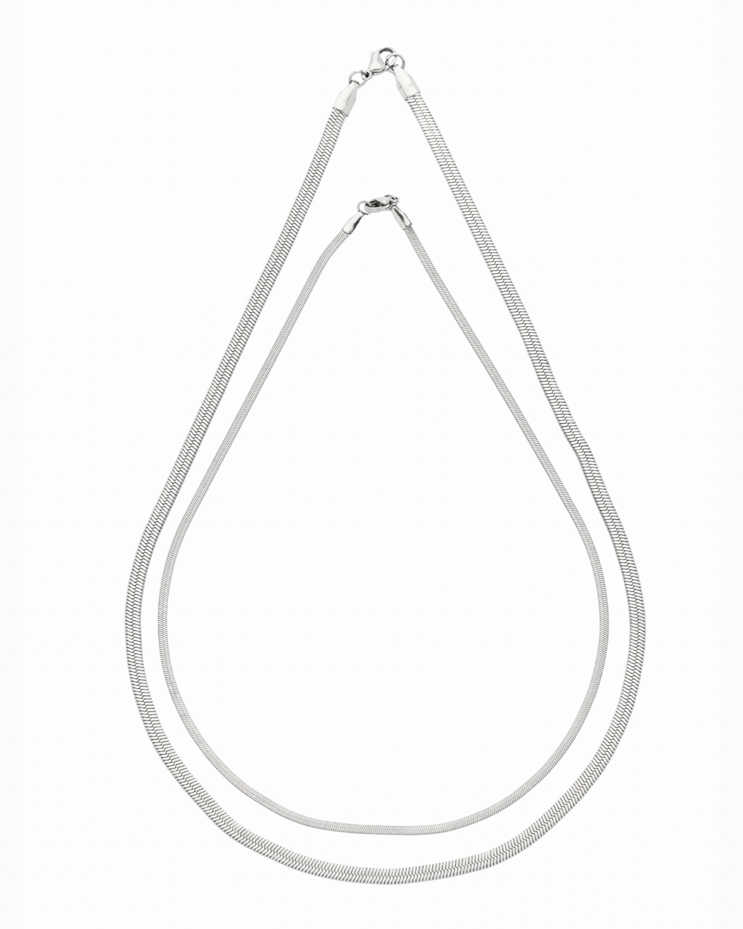 Fine Chain Necklace Set Silver