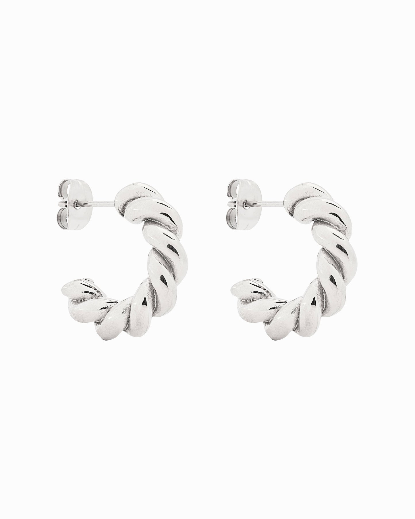 Mini Twist Hoop Earrings Silver