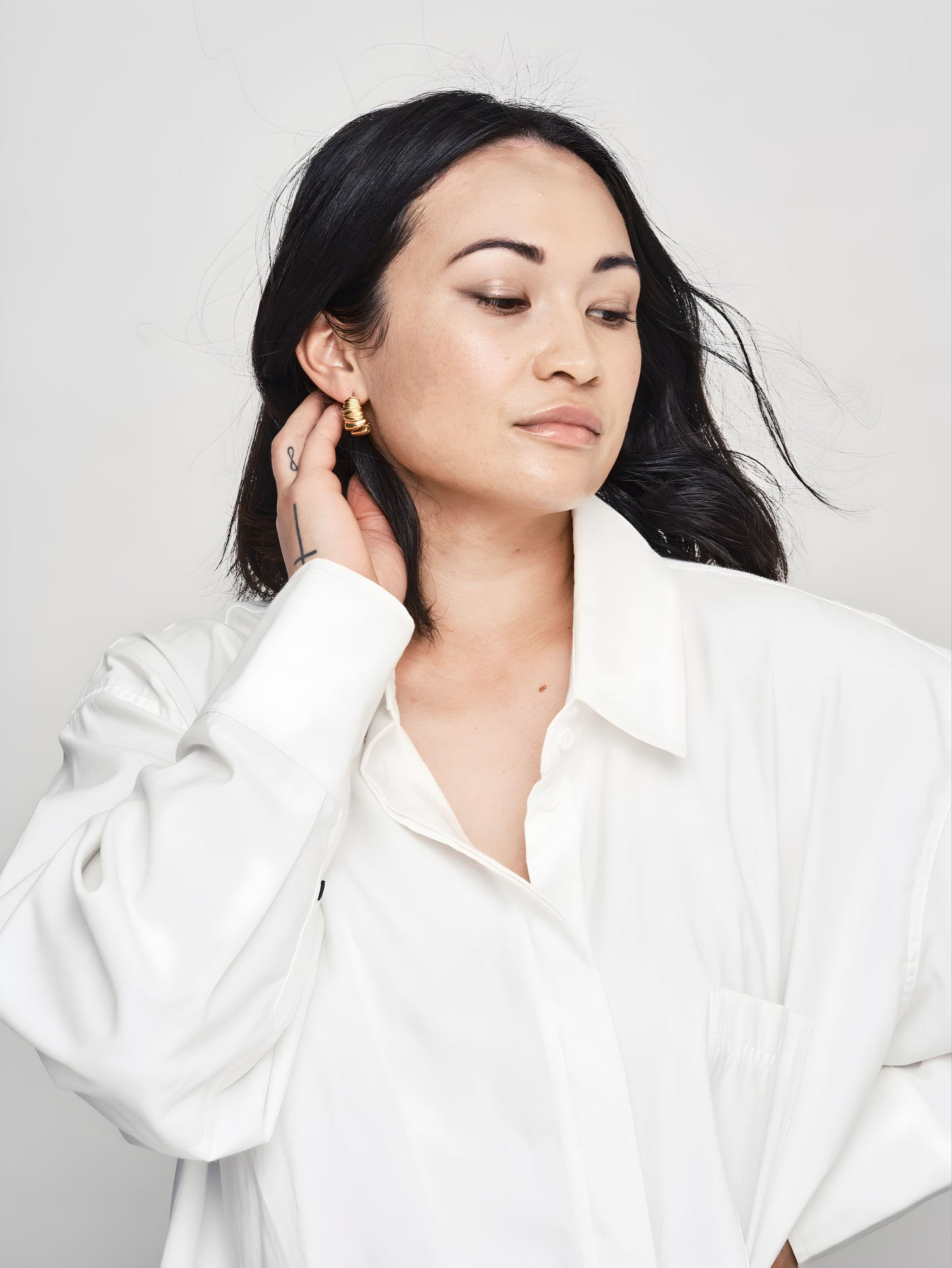 Abstract Hoop Earrings Gold