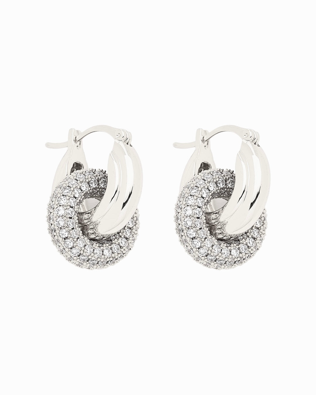 Luminous Duo Hoop Earrings Silver