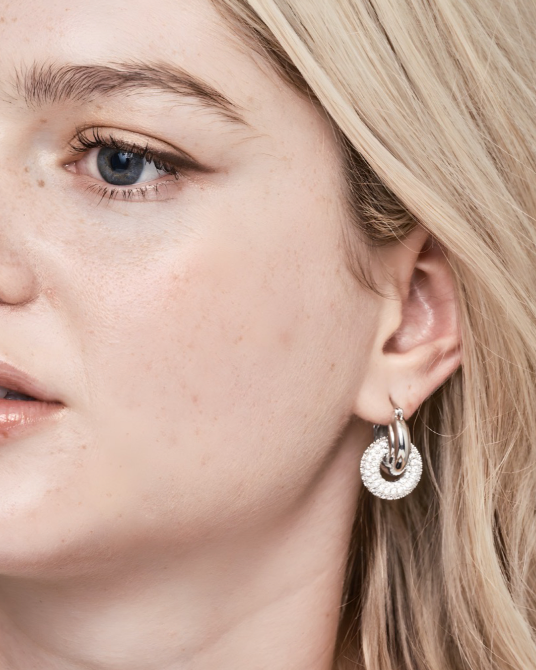 Luminous Duo Hoop Earrings Silver