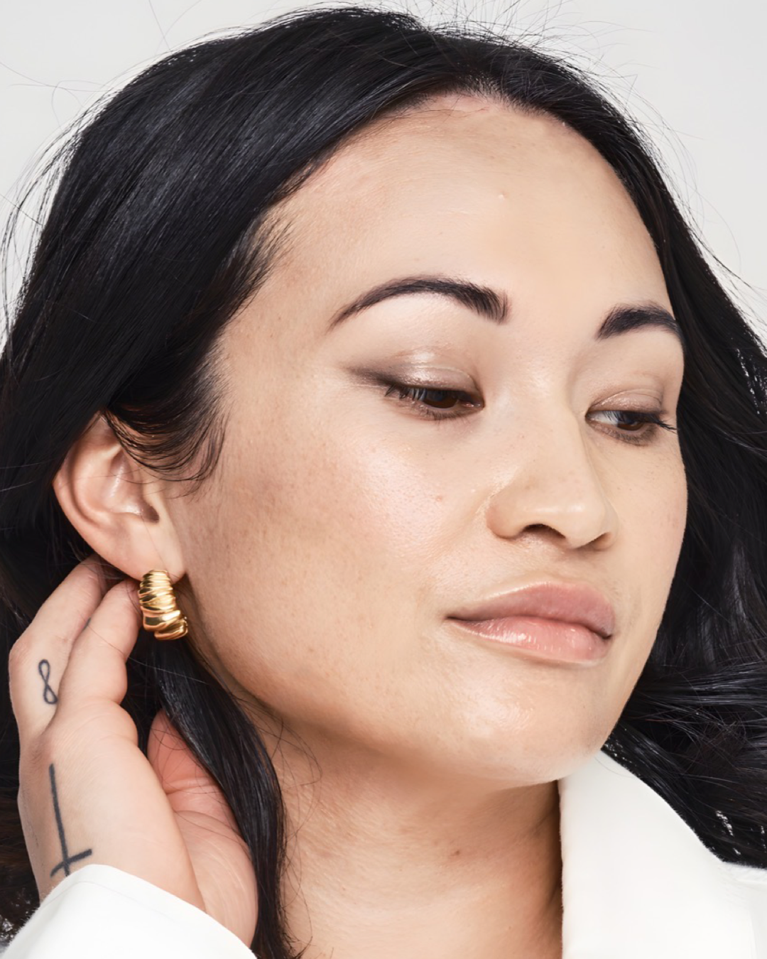 Abstract Hoop Earrings Gold