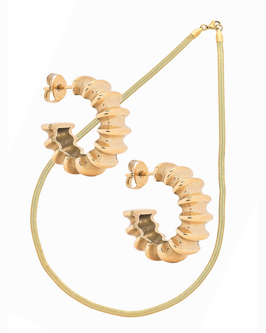 Classic Rib Jewellery Set Gold