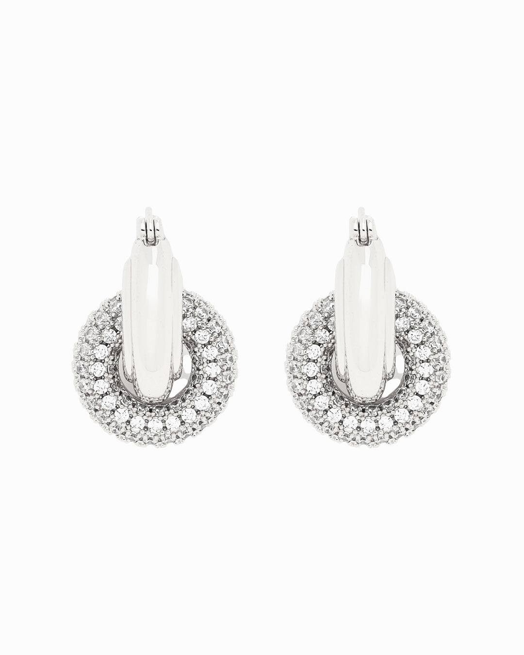 Luminous Duo Hoop Earrings Silver