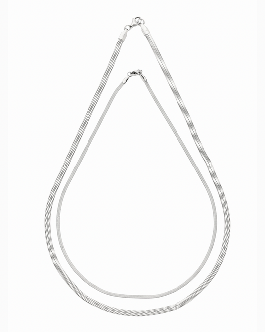 Fine Chain Necklace Set Silver