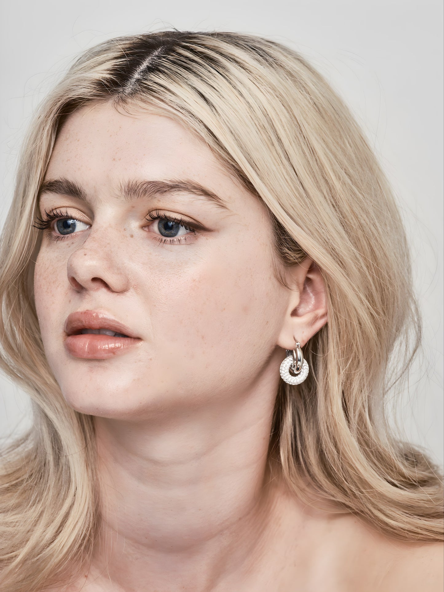 Luminous Duo Hoop Earrings Silver